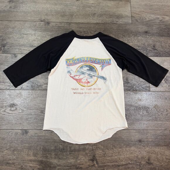 RARE! Vintage 80s Molly Hatchet Take No Prisoners World Tour Raglan 3/4 Sleeve M - Picture 6 of 10